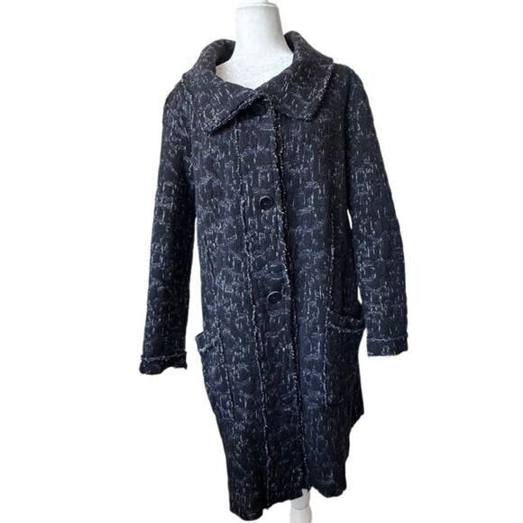 Transit Par Such Sweaters - Transit Par Such Black Duster Cardigan Large Collar Pockets Sweater Size Small